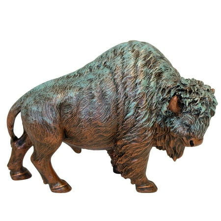 Buffalo Figurine - Bronze Colored Bison Statue Figurine 8.8 X 3.9 X 6.6 Buffalo