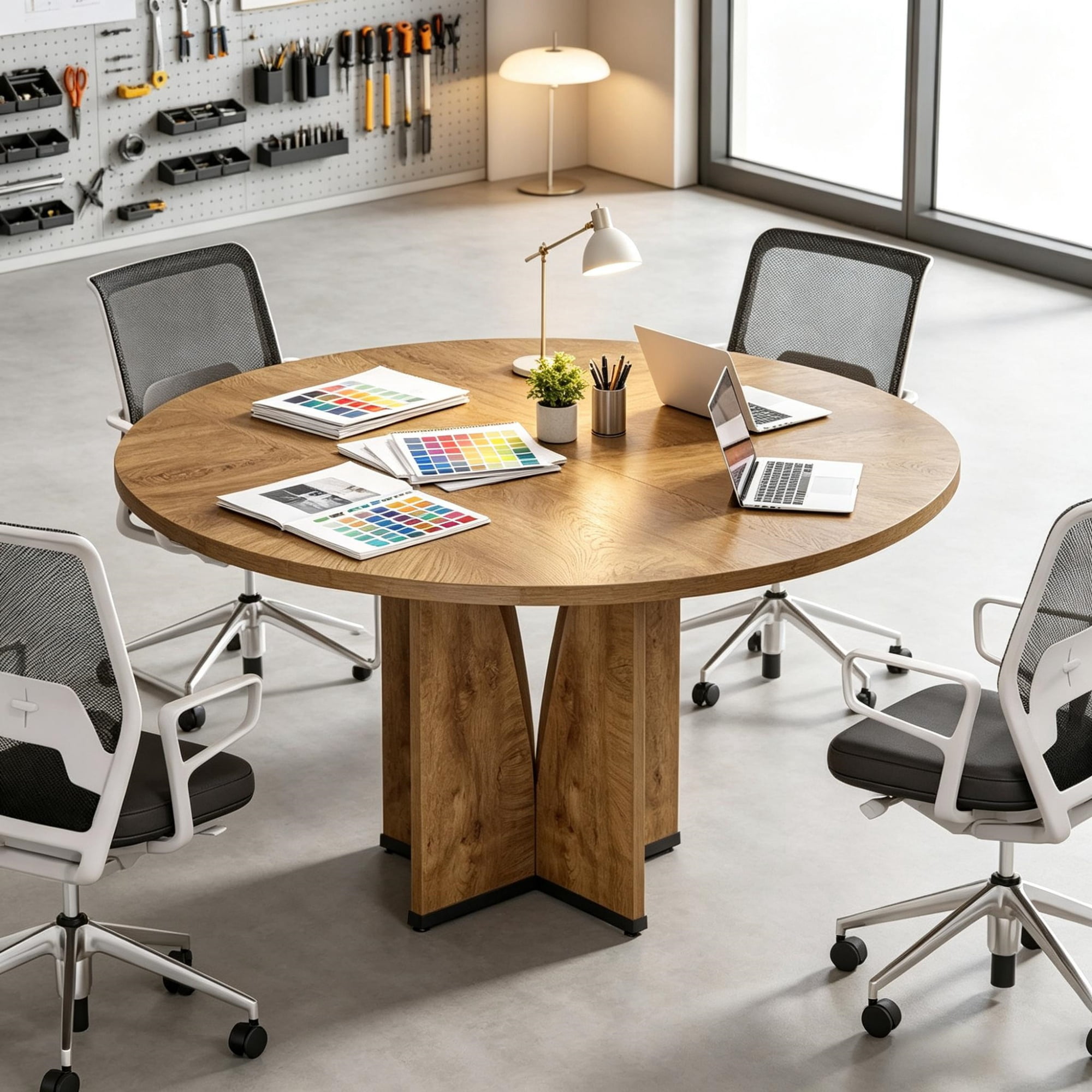 39 in Round Conference Table for 4 People, MDF Office Table for Meetings