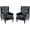 Black Set of 2, variant on Mid-Century Wingback Chair,PU Leather Accent Chair with Button Tufted Back Modern Living Room Lounge Sofa Chair with Rivet Trim,Single Club Armchair for Bedroom Home Reception