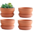 thumbnail image 3 of 6 Inch Plastic Shallow Planters,Ceramic Flower Clay Pots with Drainage Hole,Unglazed Cactus/succlent Containers Indoor Garden Bonsai Pots,4PCS, 3 of 4