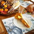thumbnail image 6 of Fall Placemats Set of 4 Blue White Pumpkin Place Mats Thanksgiving Placemat Berry Eucalyptus Leaves Wood Table Mats for Dining Kitchen Table Holiday Dinner Party Home Fall Decorations 13x19 Inch, 6 of 8