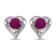 thumbnail image 1 of 14k White Gold Round Ruby Heart Earrings, 1 of 2
