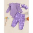 thumbnail image 5 of RUINIXCW Newborn Baby Girl Halloween Outfit Infant Girls Fall Winter Clothes Ghost Embroidery Ribbed Long Sleeve Romper with Dot Pants Headband Set, 5 of 10