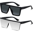 thumbnail image 1 of HAHDAXIA Square Oversized Sunglasses for Women Men Big Flat Top 2 pack Fashion Shield Large UV Protection Rimless Shades, 1 of 6