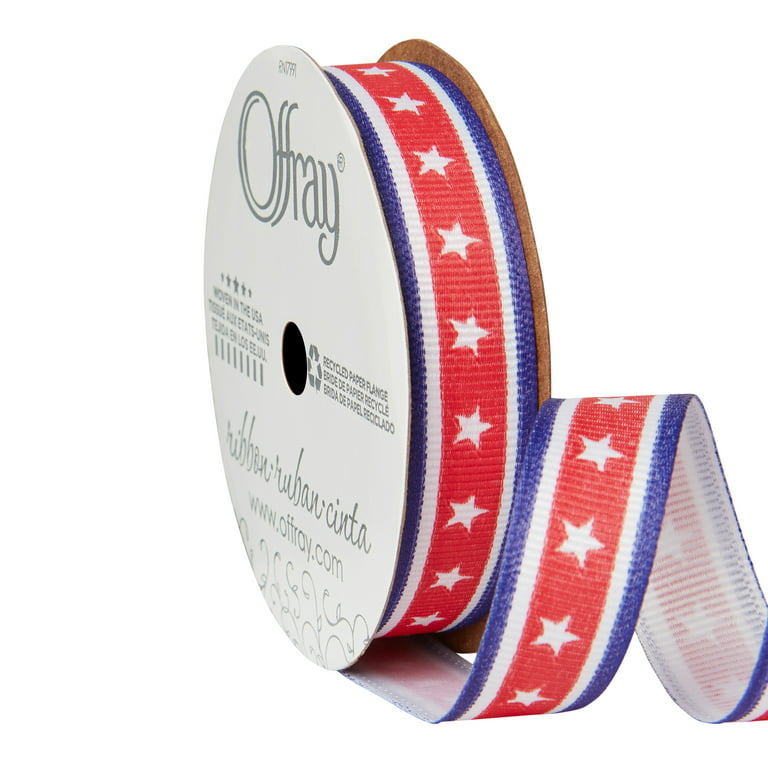 Offray 5/8x9' New America Woven Patriotic Ribbon Red, White, and Blue