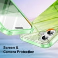 thumbnail image 3 of ELEHOLD Clear Case for iPhone 16, Full Body Rugged Case Built with Screen Protector,Soft TPU Bumper Gradient Feather Design Case,Green, 3 of 6