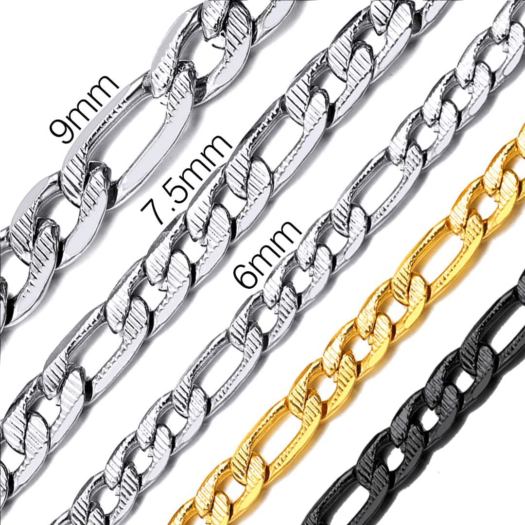 18-30 Fashion Jewelry ChainsHouse 3-13mm Figaro Chain Necklace Stainless Steel/18K Gold Plated Figaro Link Chain for Men Women