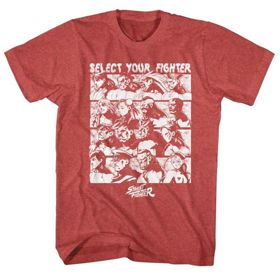 Street Fighter Select Screen Red Heather Adult T-Shirt
