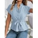 thumbnail image 4 of Blusas de Mujer con Botones, Blusas Casuales de Verano, Camisas Elegantes de para el Trabajo, Azul , Talla M, 4 of 8