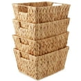 thumbnail image 2 of Casafield Set of 4 Water Hyacinth Storage Baskets with Handles - Natural, 12" x 9" x 6" Rectangular Storage Shelf Bins, Blankets, Laundry, 2 of 7