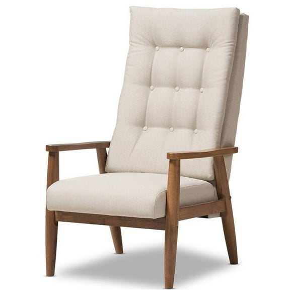 Allora Tufted Accent Chair in Light Beige and Brown