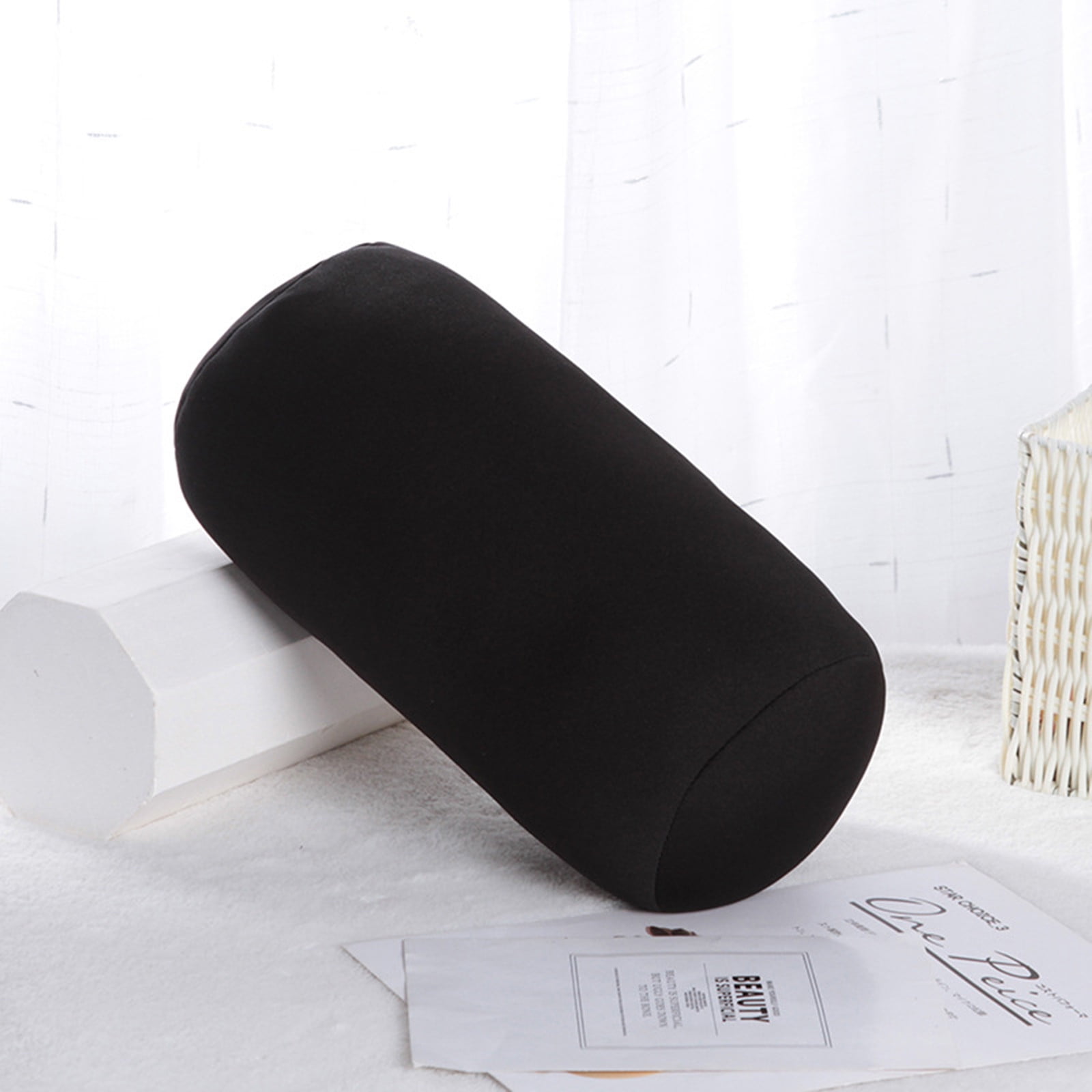 Bamboo Neck Roll Pillow for Sleeping Cylinder Round Cushion for Cervical Pain 