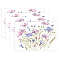 Ryvnso Placemats Set of 4 Watercolor Wildflower Dining Mats Heat-Resistant Non-Slip Washable Table Mat