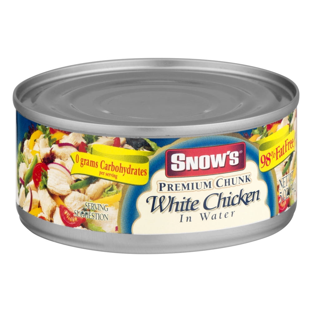 Snow's Premium Chunk White Chicken in Water, Gluten Free, 11g Protein per Serving, Shelf Stable Can, 5oz