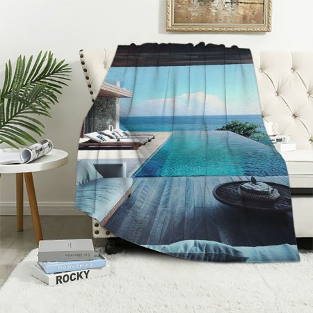 Patifu Tidal Seaview House Blanket - Oceanic Tranquility, Lightweight Flannel, Perfect for Sofa or Bed, All-Season Comfort, 40x50in