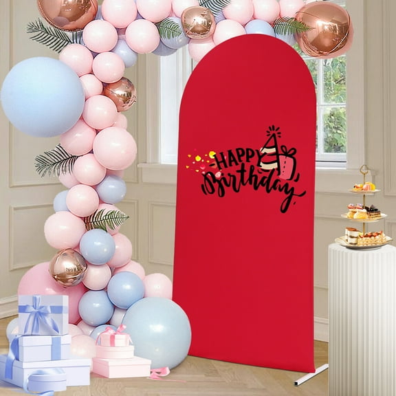 6.56Ft Arch Backdrop Stand Wedding Arch Frame W/ red cover Ceremony Metal Decor