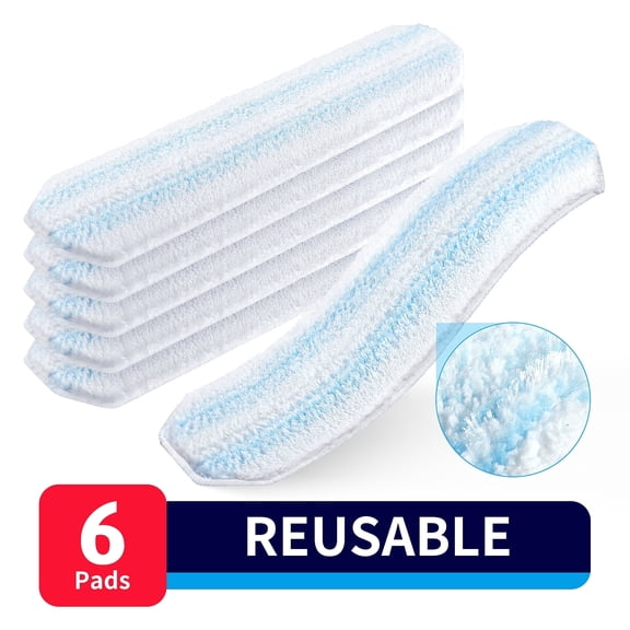 Mop Head Refills/Replacements Compatible with Ocedar H2pro, Universal Flat Mop Pads, Machine/Hands Washable, Streak-Free Cleaning & Stain Removal Microfibers, Wet/Dry Use, Reusable 6-Pack