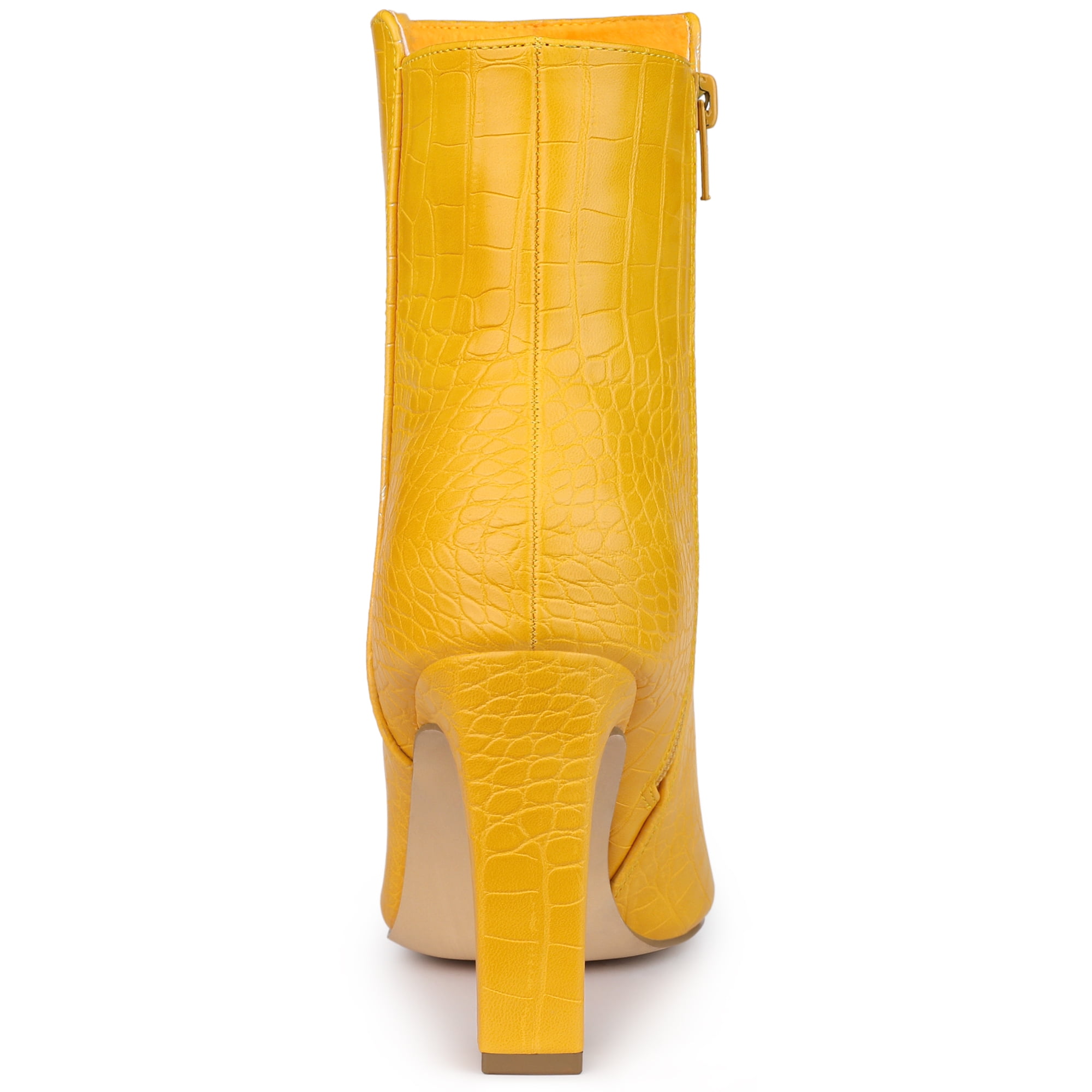 DARING DIVA Women's Pointy Toe Block High Heels Ankle Boots Yellow 11