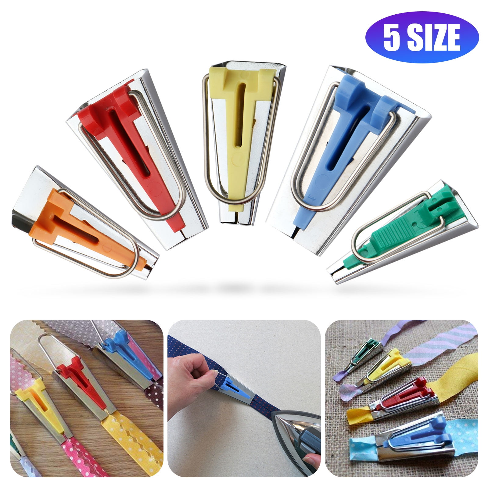 YJYdada Set of 4 Size Fabric Bias Tape Maker Tool Sewing Quilting 6mm 12mm 18mm 25mm Set Multicolor