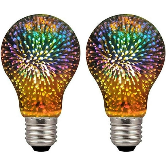 2 PCS Firework Bulb 3D Firework Light Bulb, E27 Edison Vintage Romantic Glass Light Bulbs – Unique Light Bulbs for Home, Festival, Party, Christmas –4W AC85-265V