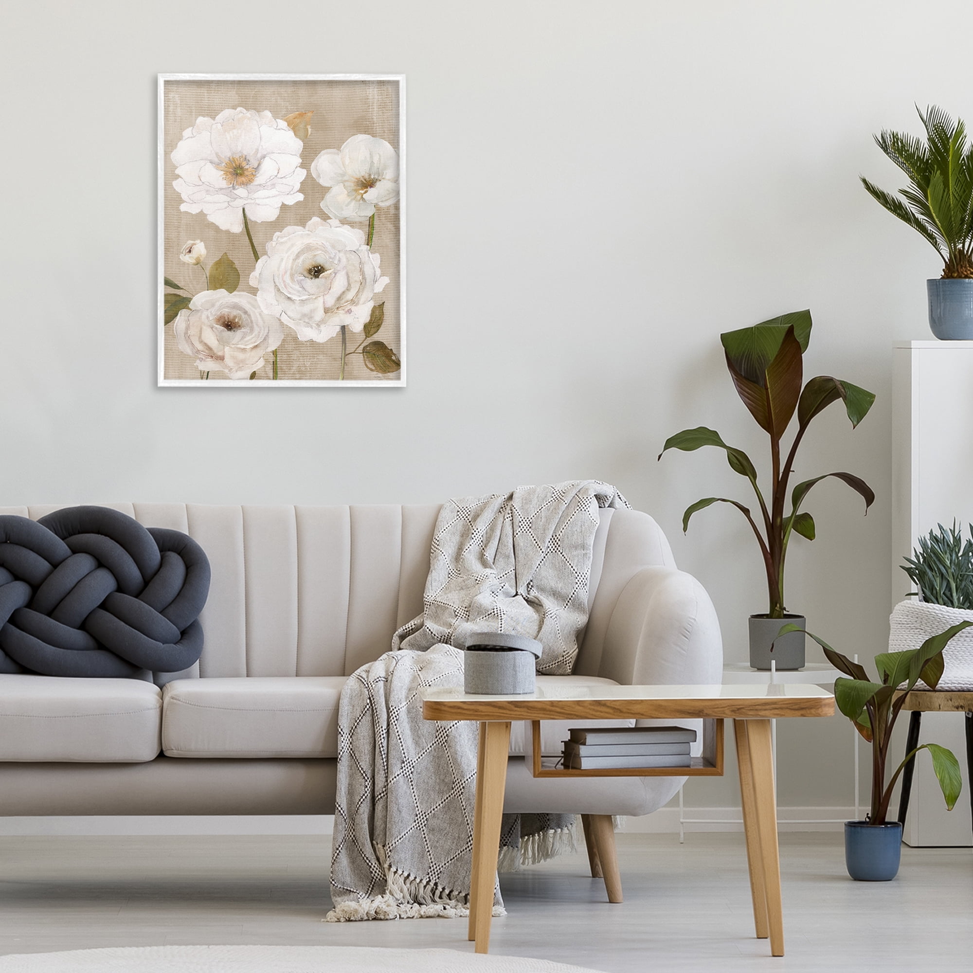 Stupell Industries Rustic Blooms in White White Framed Giclee Art, design by Carol Robinson