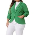 thumbnail image 4 of Agnes Orinda Plus Size Blazer for Women 3/4 Ruched Sleeve Open Front Lightweight Work Office Suit Jacket 2X Green, 4 of 6