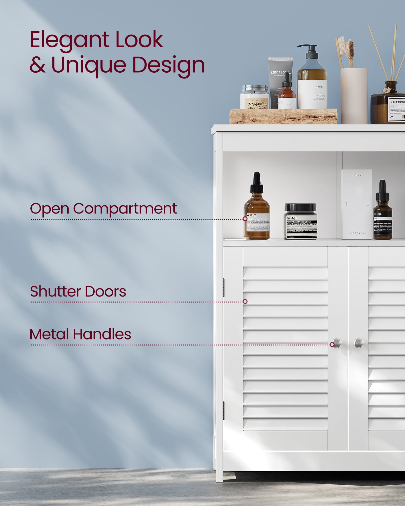 VASAGLE Double Door Bathroom Cabinet with Storage Tower & 3 Tier Organizer  Rack, 1 Piece - Harris Teeter