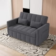 thumbnail image 2 of Hawsaiy 3-in-1 Convertible Sleeper Sofa Bed, Pull Out Loveseat Couch with 5-Level Adjustable Backrest, Metal Frame, Side Pockets & Pillows, Easy Assembly, Light Gray, 2 of 9