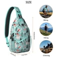 thumbnail image 5 of Sling Backpack,Blue Christmas Santa and Snowman Pattern Sling Bag with Water Bottle Holder,Waterproof Sling Bag for Men/Women with Headphone Jack for Hiking,Travel, 5 of 6