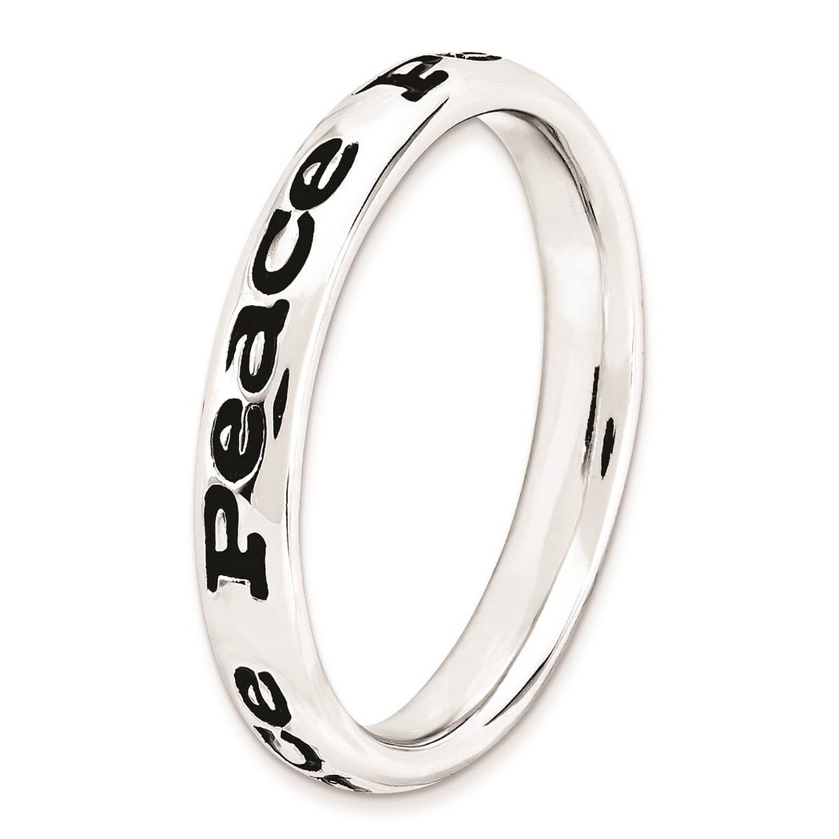 925 Sterling Silver Patterned Stackable Polished Enameled Peace Ring Size 8 Stackable Ring for Women