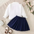 thumbnail image 3 of Tiijoy Toddler Girls School Uniform Ruffle Long Sleeve Shirt Pleated Skirt Outfits, Sizes 3-4Y, 3 of 7