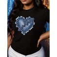 thumbnail image 1 of Chic Retro Cowboy Heart Print T-Shirt for Women - Casual Crew Neck, Short Sleeve Top, Perfect for Spring & Summer, Machine Washable, Western T Shirts, 1 of 7