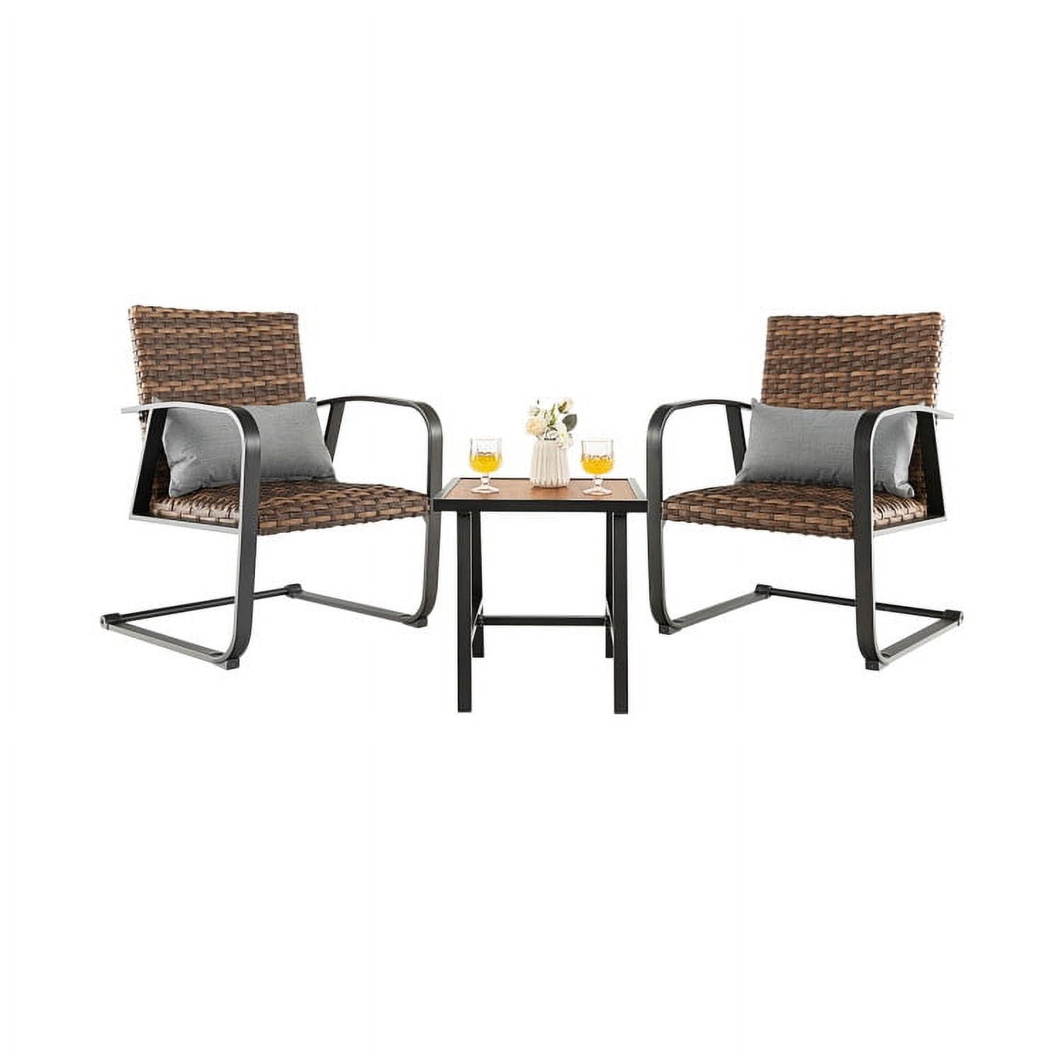 Aimee Lii 3 Pieces Patio Furniture Set, Patio Rattan Coffee Table Set with Quick Dry Lumbar Pillows