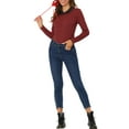 thumbnail image 3 of INSPIRE CHIC Women's Peter Pan Collar Long Sleeves Contrast Striped Blouse S Red Black, 3 of 7