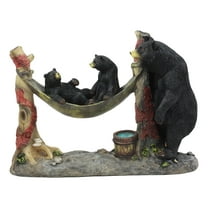 Ebros Mother Black Bear With Cubs In Outpost Camping Hammock Statue Wildlife Forest Rustic Cabin Decor Bear Family Figurine