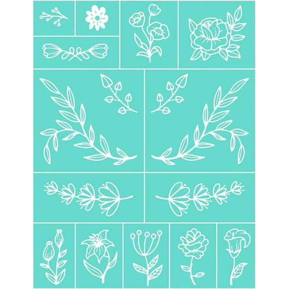 1 Pc Flower Printing Stencil Self-Adhesive Silk Screen Printing Stencil Reusable Adhesive Stencils