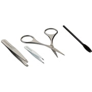 Japonesque Brow Grooming Kit, Includes Slant Tweezer, Point Tweezer, Scissors & Spoolie, 4 Piece