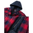 thumbnail image 4 of MAWCLOS Men's Flannel Hooded Coat Winter Plaid Jackets Black Red XL, 4 of 7
