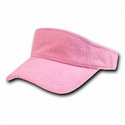 Golf Terry Visor - Light Pink Terry Cloth Golf Tennis Plain Adjustable Sun Visor Cap Caps Hat Hats