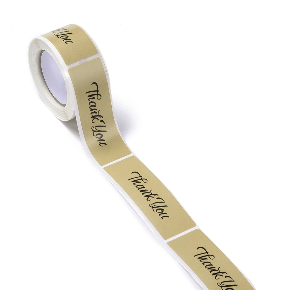 Self-Adhesive Paper Gift Tag Youstickers Rectangle with Word Thank You Appreciation Stickers Labels for Party Presents Decorative Dark Khaki Word 7.5x2.5x0.009cm 150pcs/roll 10rolls