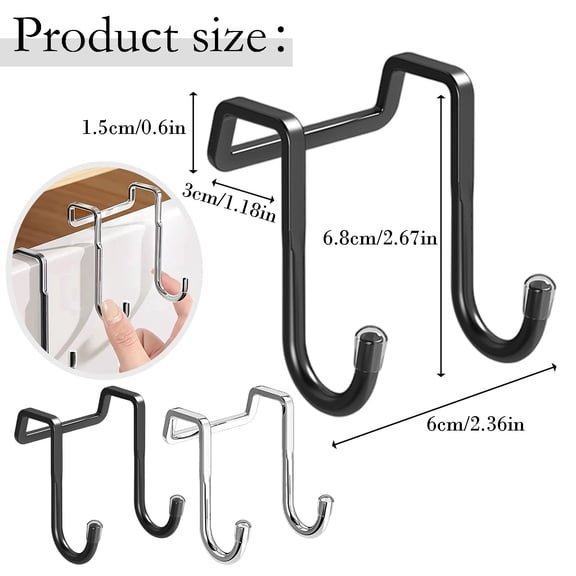 Over The Door Hooks, No Drill Removable Hanger for Kitchen Bathroom