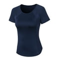thumbnail image 6 of Hanerdun Womens Athletic Workout Shirts Quick Dry Yoga Tops Short Sleeve Tees Navy Blue 2XL, 6 of 6