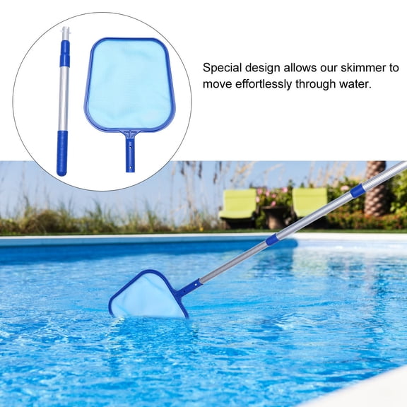 Tineasur 1 Set Pool Cleaning Leaf Skim Net Blue for Cleaning Tool 45.3*11*1.2in