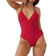 thumbnail image 1 of Aayomet Plus Size Swimsuit for Women Tummy Control Bathing Suit V Neck Ruched Modest Swimwear,Red S, 1 of 4
