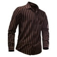 thumbnail image 2 of DDAPJ pyju Mens Casual Dress Shirt Long Sleeve Striped Button Down Shirts Regular Fit Untucked Shirt with Pocket Coffee L, 2 of 9