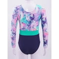 thumbnail image 3 of YONGHS Girls One Piece Ballet Dance Leotard Tie Dye Printed Long Sleeves Gymnastics Sport Dancewear Shadow Pink 10, 3 of 7