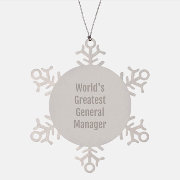 Funny Snowflake Ornament for General Manager Gifts from Friends, 'World's Greatest General Manager', Christmas Unique Gifts for General Manager