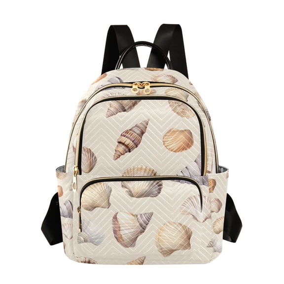 FORMRS Mini Backpack Purse for Women Travel Daypack Casual Shoulder Bag, Watercolor Seashells
