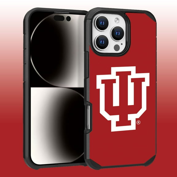 Apple iPhone 16 Pro Max (6.9) - Licensed NCAA of Indiana University Hoosiers logo on Red Textured Dual Layer Case
