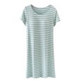 thumbnail image 1 of Tnhcen Robe de Pyjama à Rayures en Modal pour Femme avec Coussinets de Soutien-Gorge Intégrés - Vêtement de Nuit Doux et Confortable Col Ras du Cou Manches Courtes Tissu Extensible Facile d'Entretien Tenue Décontractée à la Maison M-3TG, 1 of 4